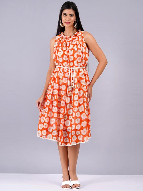 women floral round neck fit & flare dress - 21731068 - Very Small Image - 1