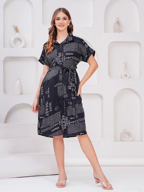 women printed roll up sleeves shirt dress - 21731077 - Very Small Image - 1