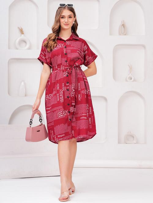 women printed roll up sleeves shirt dress - 21731079 - Very Small Image - 1