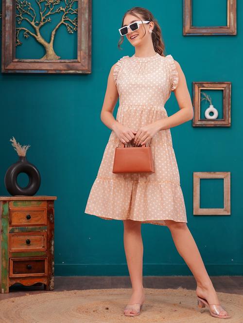 women polka doted sleeves tiered dress - 21731088 - Very Small Image - 1