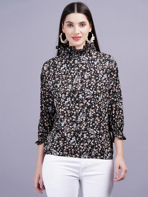 women floral print high neck regular top - 21731110 - Very Small Image - 1