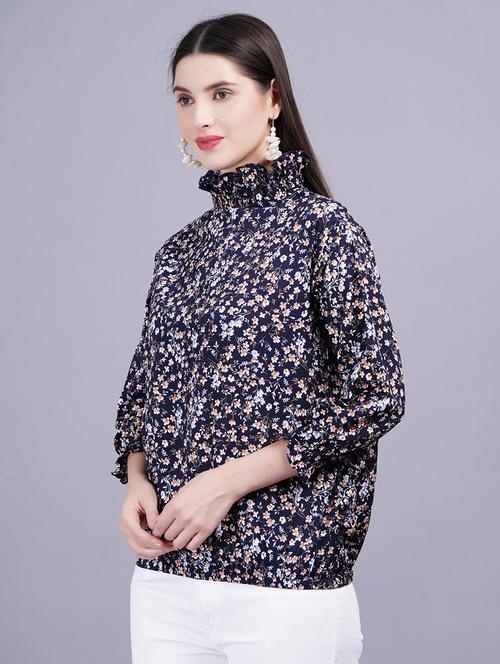 women floral print high neck regular top - 21731115 - Very Small Image - 1