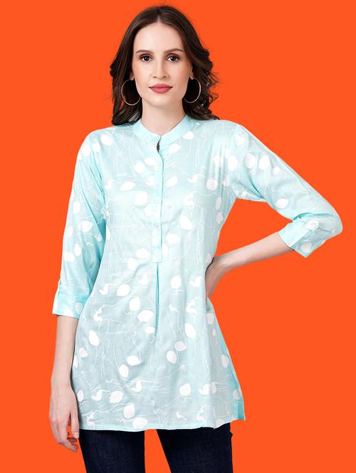 women mandarin neck printed a-line kurti  - 21731124 - Very Small Image - 1