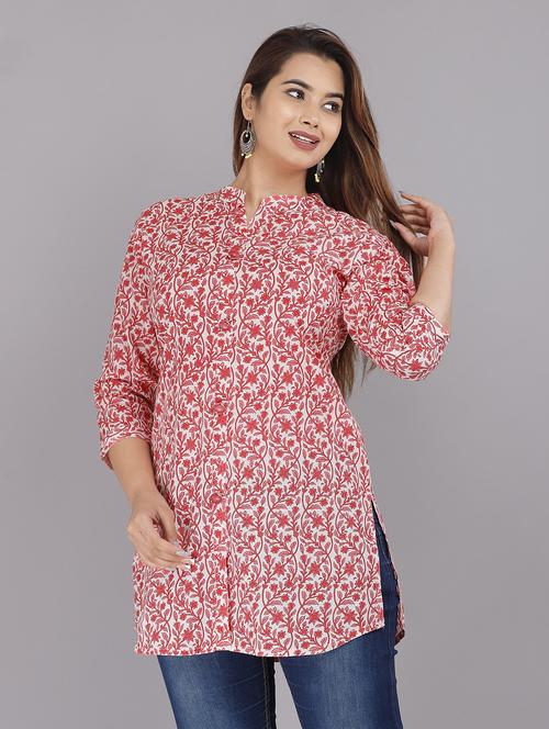women mandarin neck printed straight kurti  - 21731159 - Very Small Image - 1