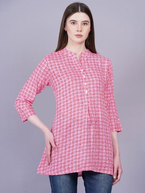 women mandarin neck printed a-line kurti - 21731165 - Very Small Image - 1