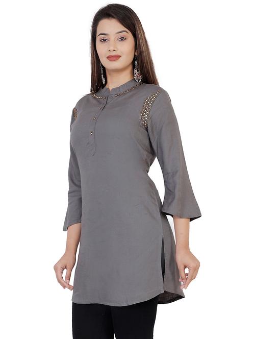 women mandarin neck embellished straight kurti  - 21731168 - Very Small Image - 1