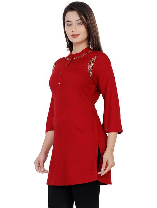 women mandarin neck embellished straight kurti  - 21731169 - Very Small Image - 1
