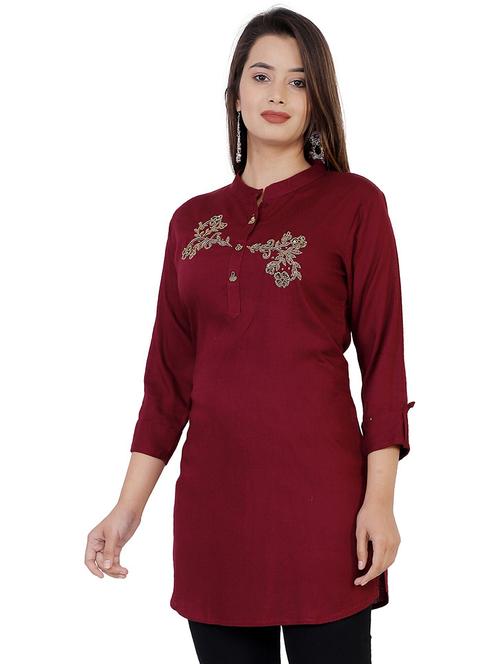 women mandarin neck embellished straight kurti  - 21731171 - Very Small Image - 1