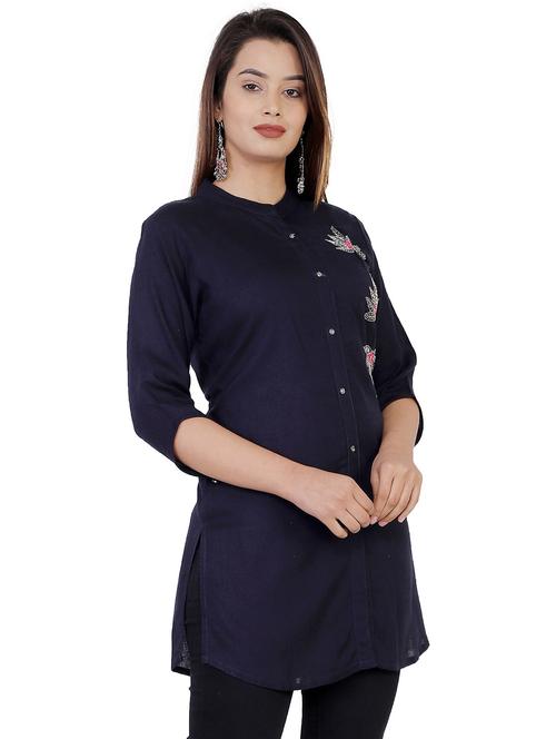 women mandarin neck embellished straight kurti  - 21731173 - Very Small Image - 1