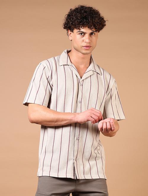 men short sleeves striped casual shirt - 21731320 - Very Small Image - 1