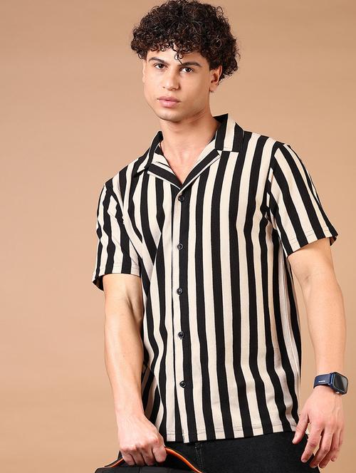 men short sleeves striped casual shirt - 21731326 - Very Small Image - 1