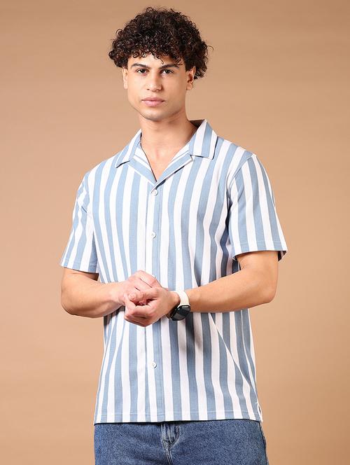 men short sleeves striped casual shirt - 21731327 - Very Small Image - 1