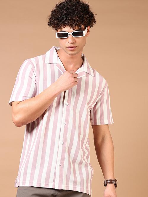 men short sleeves striped casual shirt - 21731328 - Very Small Image - 1