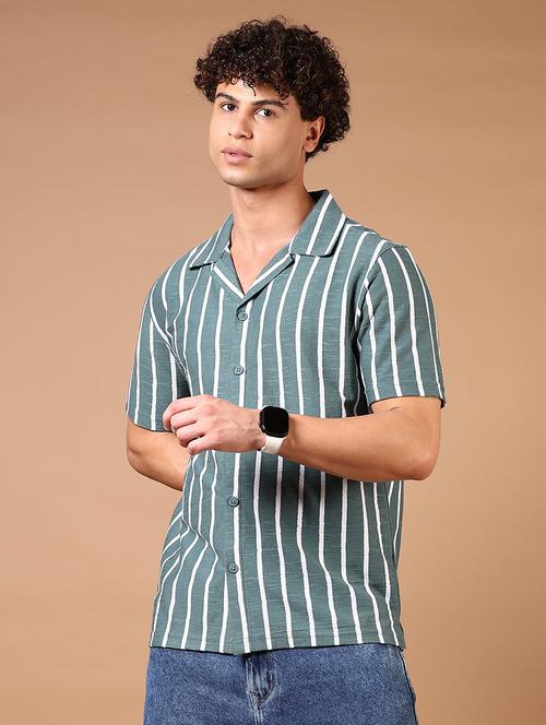 men short sleeves striped casual shirt - 21731330 - Very Small Image - 1