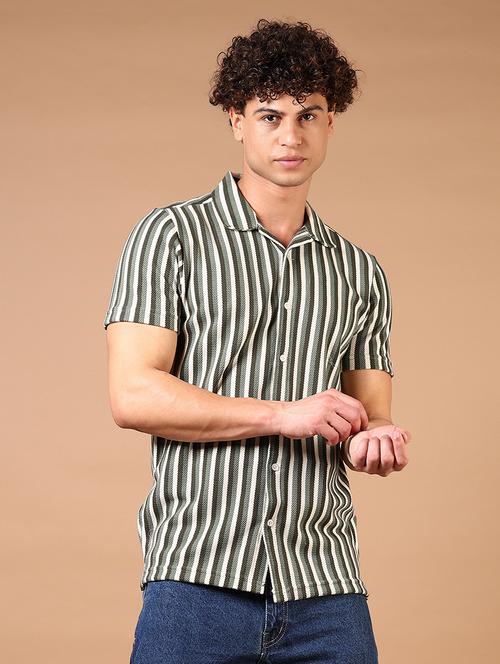men short sleeves striped casual shirt - 21731337 - Very Small Image - 1