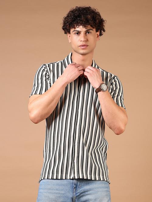 men short sleeves striped casual shirt - 21731340 - Very Small Image - 1
