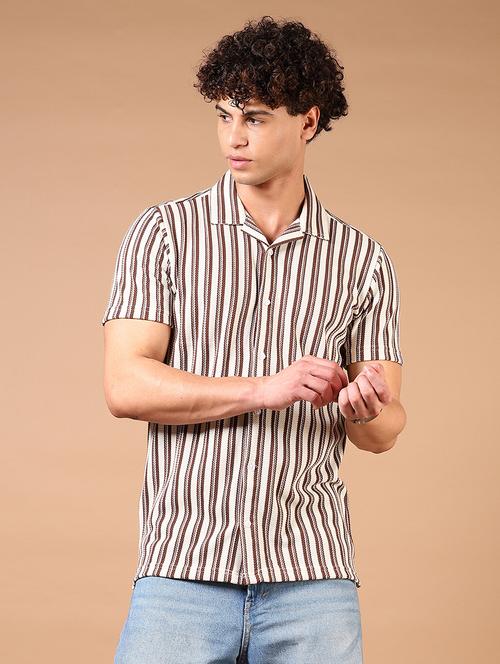 men short sleeves striped casual shirt - 21731341 - Very Small Image - 1