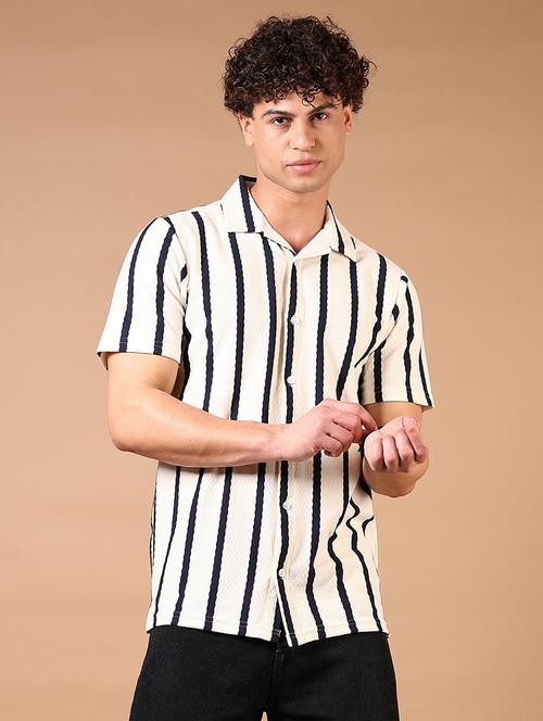 men short sleeves striped casual shirt - 21731345 - Very Small Image - 1