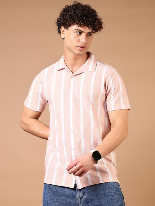 men short sleeves striped casual shirt - 21731346 - Very Small Image - 1