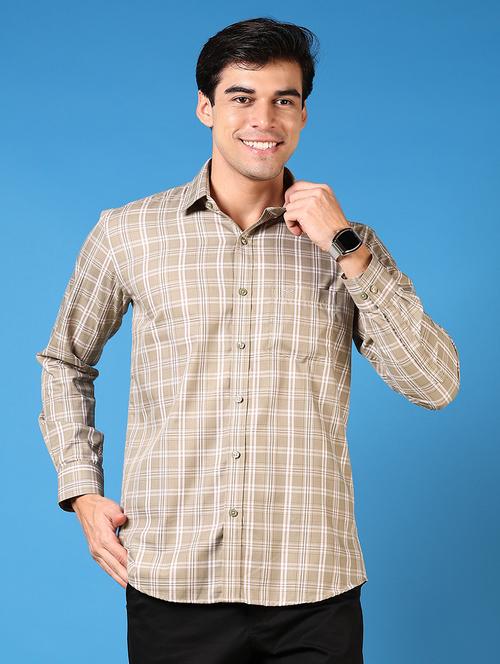 men long sleeves checkered casual shirt - 21731358 - Very Small Image - 1