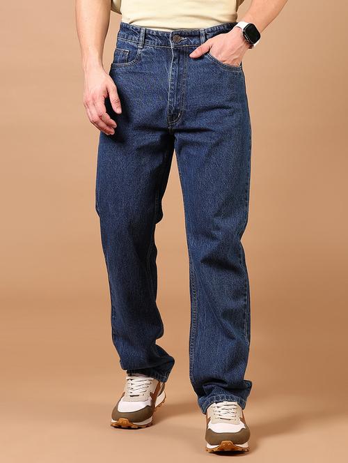 men mid rise relaxed fit plain denim jeans - 21731526 - Very Small Image - 1