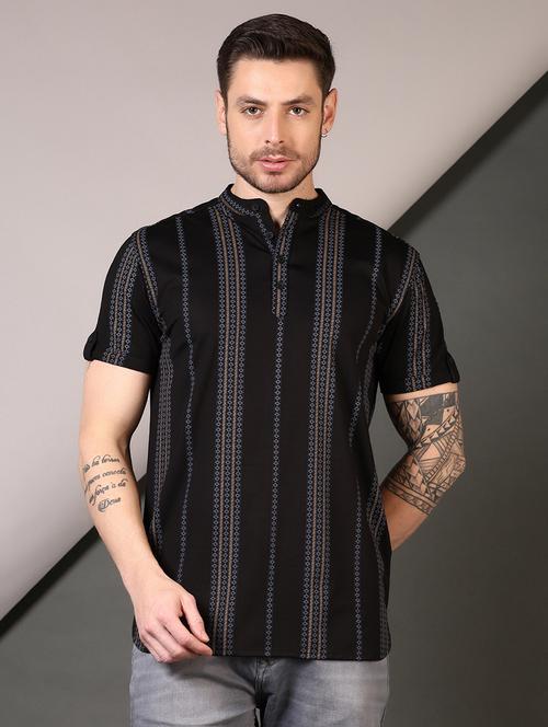 men self design mandarin neck short kurta - 21731550 - Very Small Image - 1