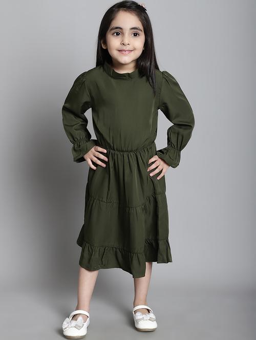 girls solid long sleeve a-line dress - 21731701 - Very Small Image - 1