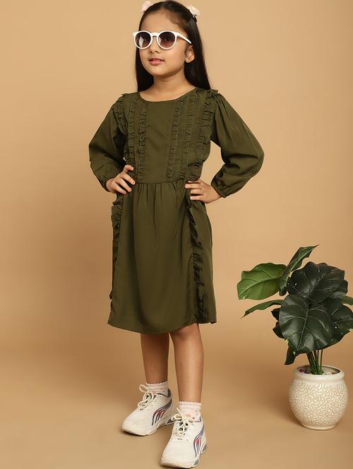 girls solid long sleeve a-line dress - 21731709 - Very Small Image - 1