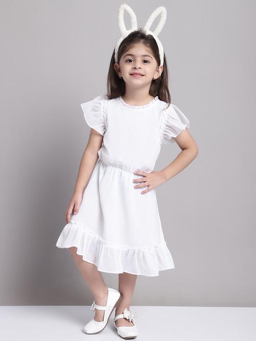girls white short sleeve regular fit tiered dress - 21731748 - Very Small Image - 1