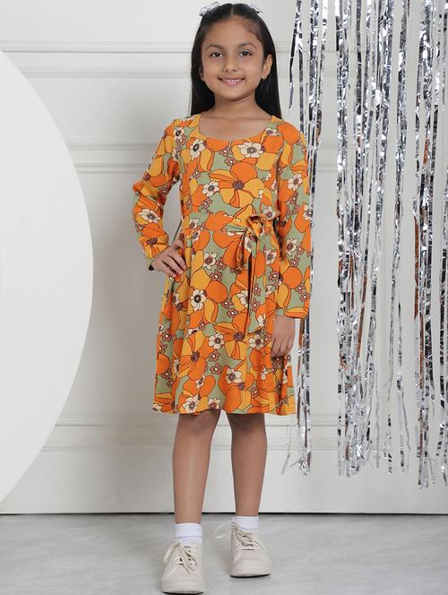 girls floral long sleeve regular fit dress - 21731794 - Very Small Image - 1