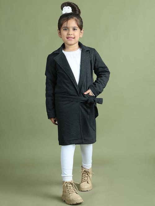 girls solid long sleeve trench coat - 21731886 - Very Small Image - 1