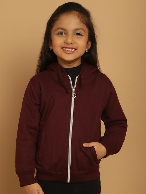 girls solid long sleeve hooded sweatshirt - 21731954 - Very Small Image - 1