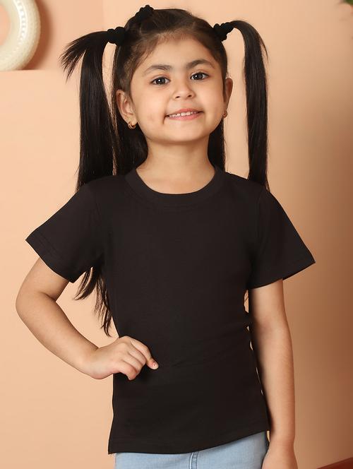 girls solid round neck tee - 21732005 - Very Small Image - 1