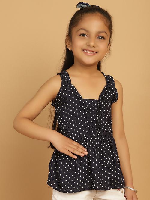 girls navy blue polka dot sleeveless top - 21732039 - Very Small Image - 1