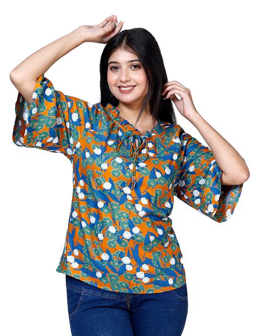 women florals tie-up neck regular top - 21732753 - Very Small Image - 1