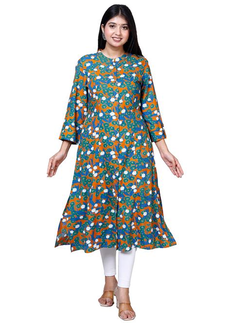 women floral printed three quarter sleeve a-line kurta - 21732773 - Very Small Image - 1