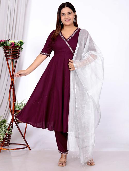 women embroidered short sleeve kurta pant with dupatta set - 21732811 - Very Small Image - 1