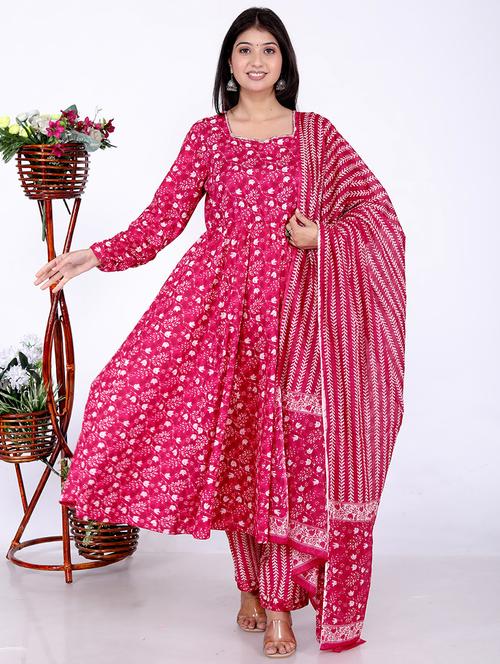 women pink long sleeve kurta pant with dupatta set  - 21732815 - Very Small Image - 1