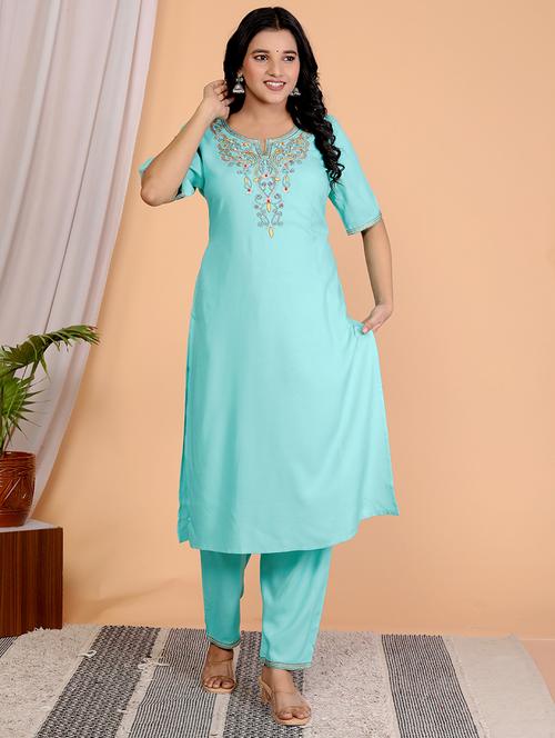 women embroidered short sleeve kurta pant set - 21732816 - Very Small Image - 1