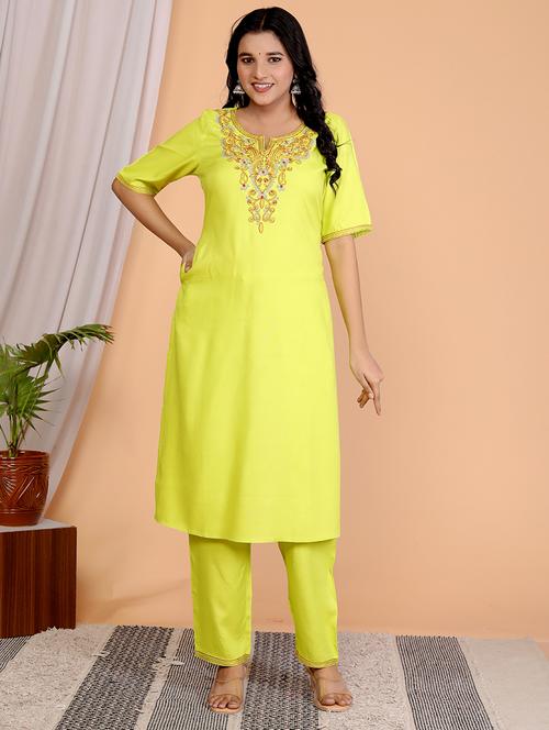 women embroidered short sleeve kurta pant set - 21732817 - Very Small Image - 1