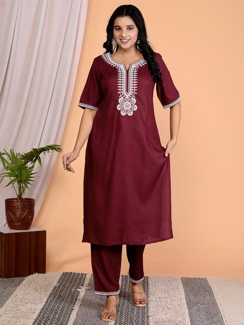 women embroidered short sleeve kurta pant set - 21732820 - Very Small Image - 1