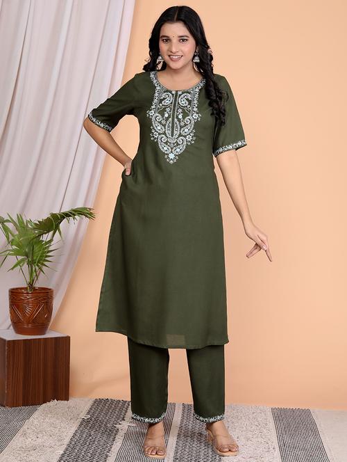 women embroidered short sleeve kurta pant set - 21732824 - Very Small Image - 1