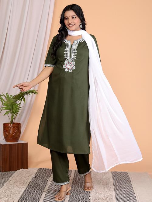 women embroidered short sleeve kurta pant with dupatta set - 21732833 - Very Small Image - 1