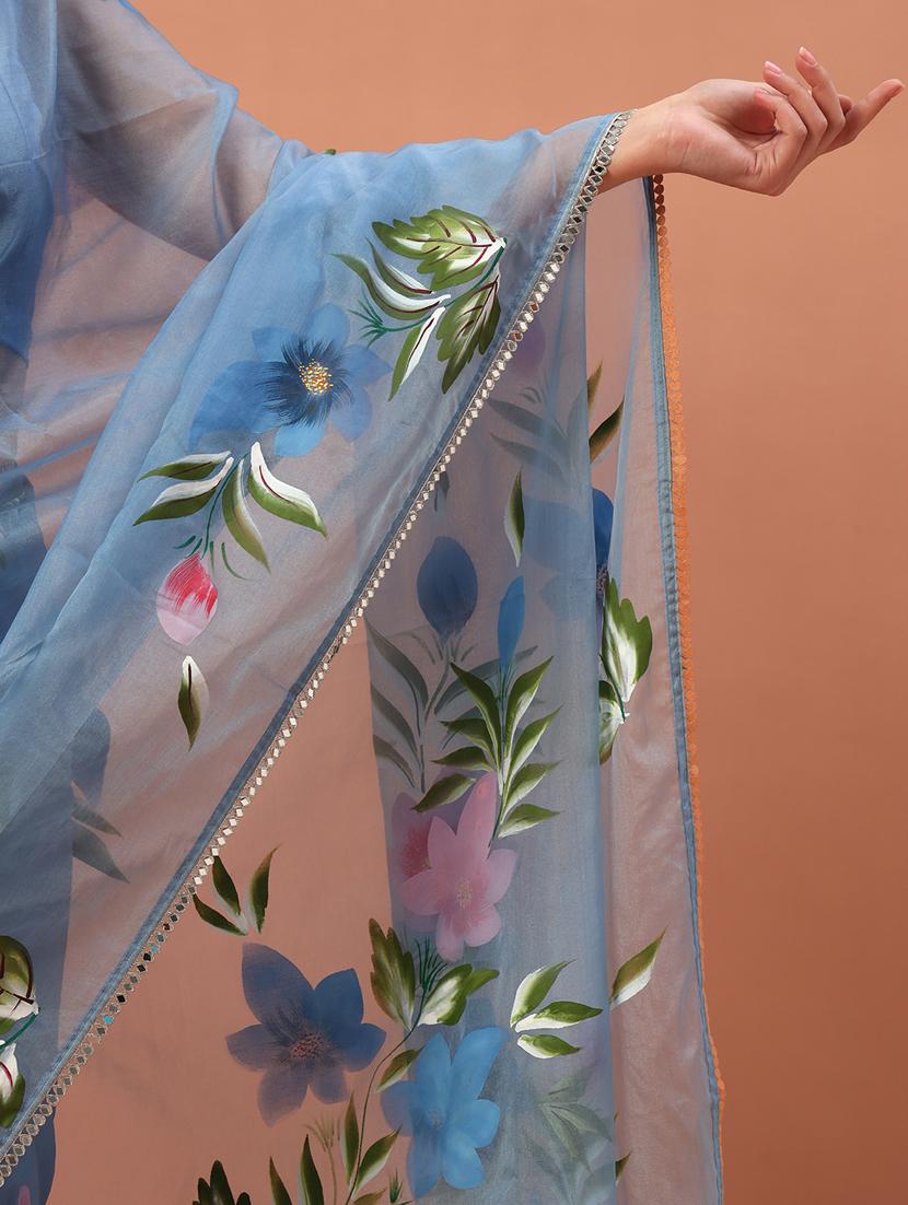 women floral hand printed saree with blouse - 21732881 - Zoom Image - 5