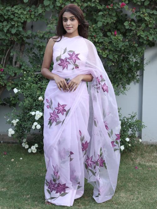 women floral hand printed saree with blouse - 21732897 - Very Small Image - 1