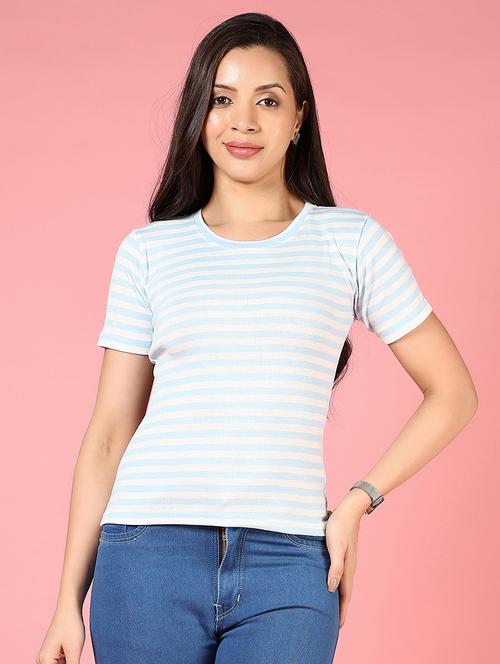 Women Striped Short Sleeve T-shirt - 21733401 - Very Small Image - 1