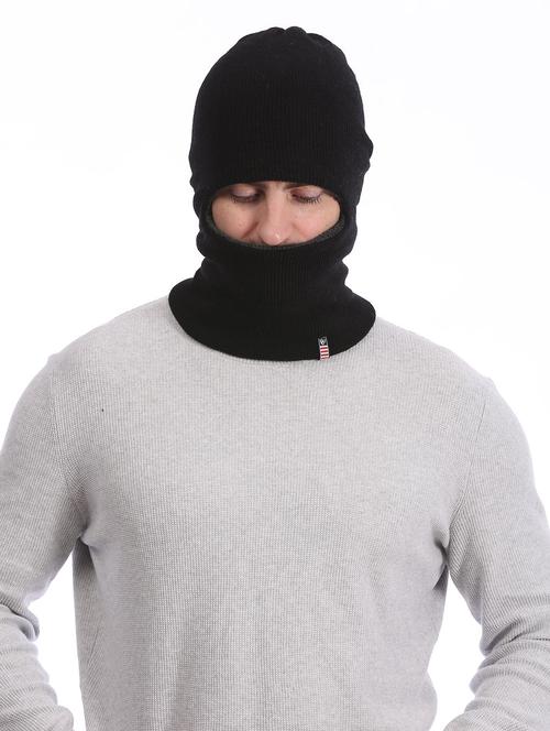 men black solid winter cap - 21733620 - Very Small Image - 1