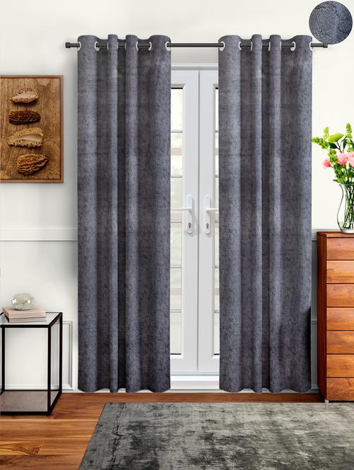 grey velvet door curtain pack of 2 - 21733817 - Very Small Image - 1