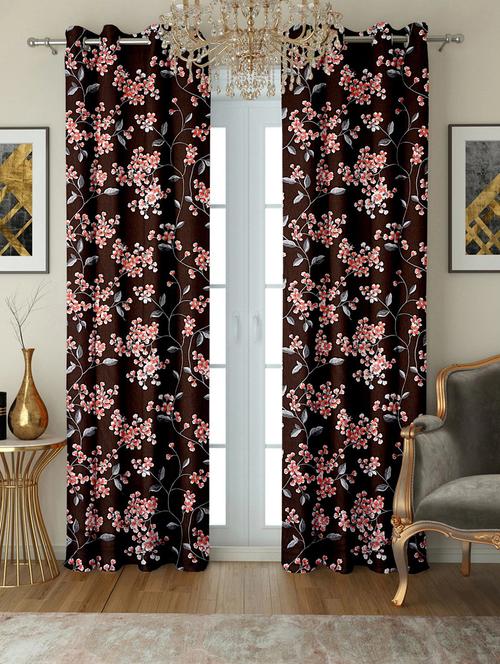 stylish and attractive floral printed curtains - set of 2 - 21733848 - Very Small Image - 1