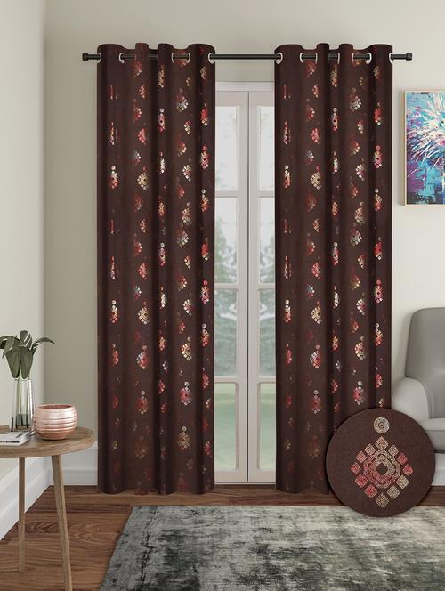 stylish and attractive printed curtains - set of 2 - 21734084 - Very Small Image - 1